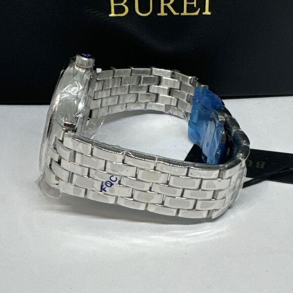 Burei S-13001M Men's Silver Stainless Steel Analog White Dial Quartz Watch JNA48 - Picture 8 of 12